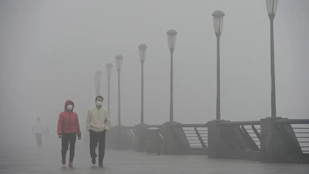 Pedestrians wearing masks during heavy air pollution in China.