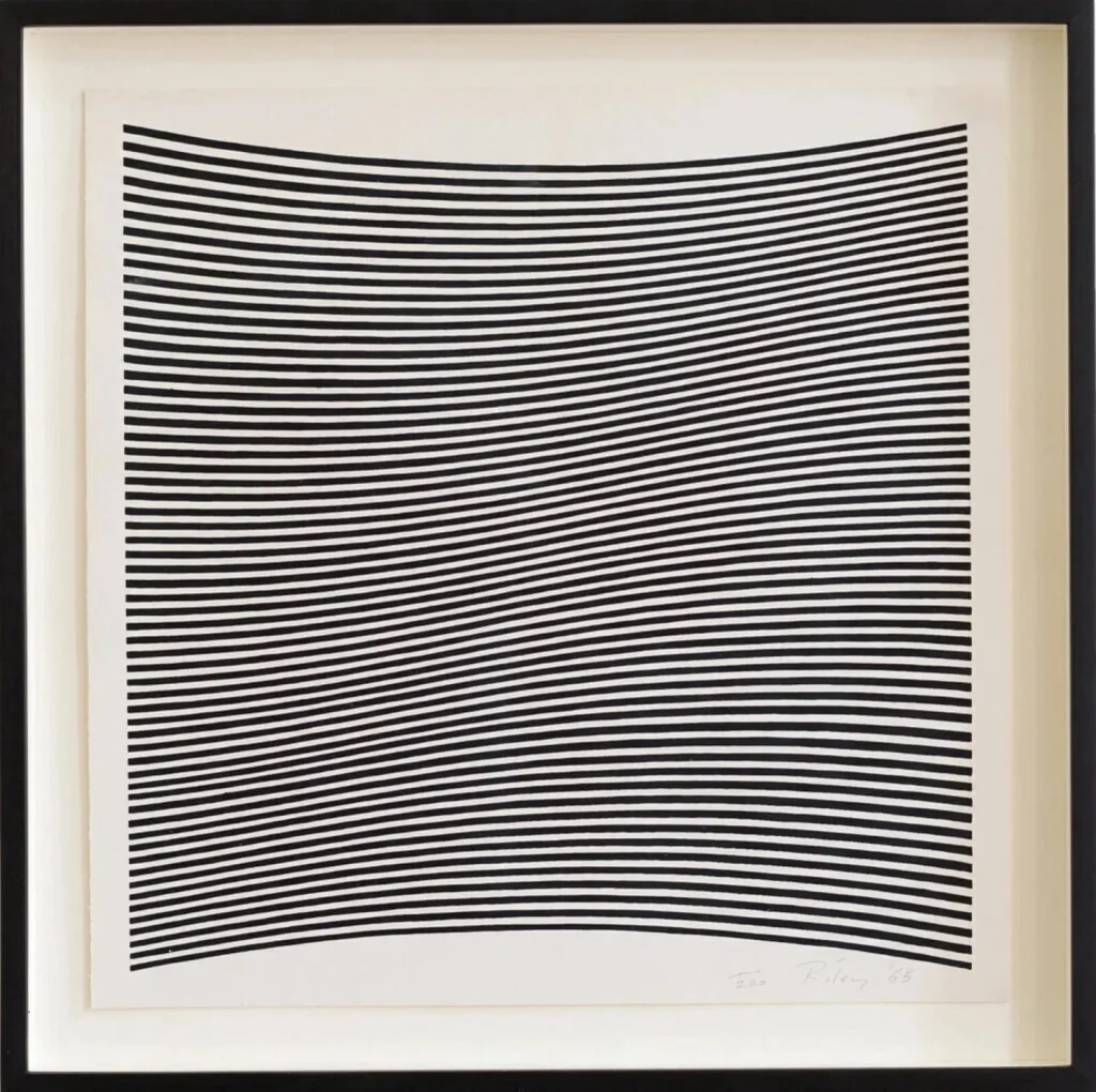 Bridget Riley, La Lune (1965), black and white op art stripes