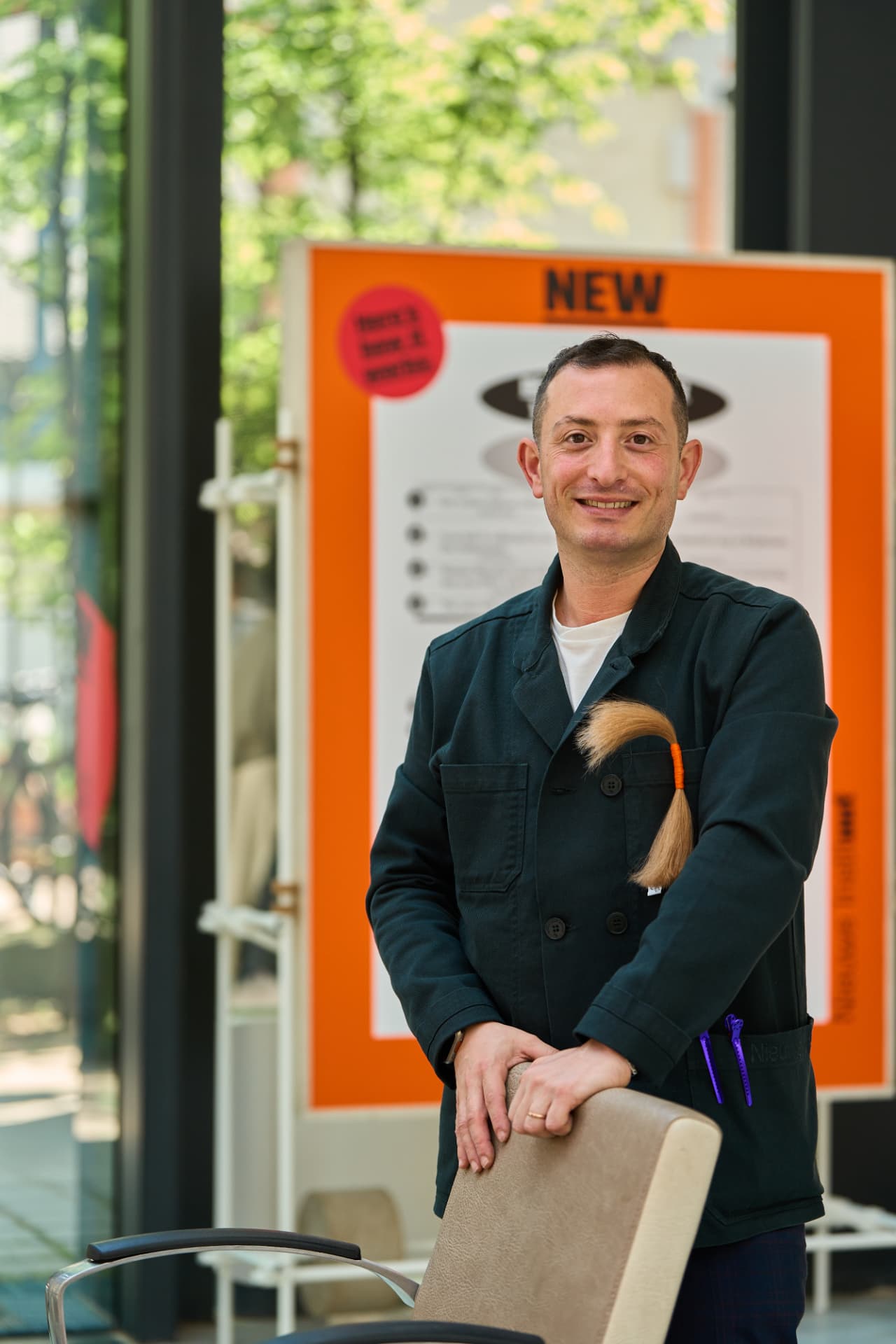 Hairdresser at the Milan Design Week pop-up salon